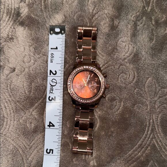 Geneva Rose Gold Women\'s Watch with Orange Dial